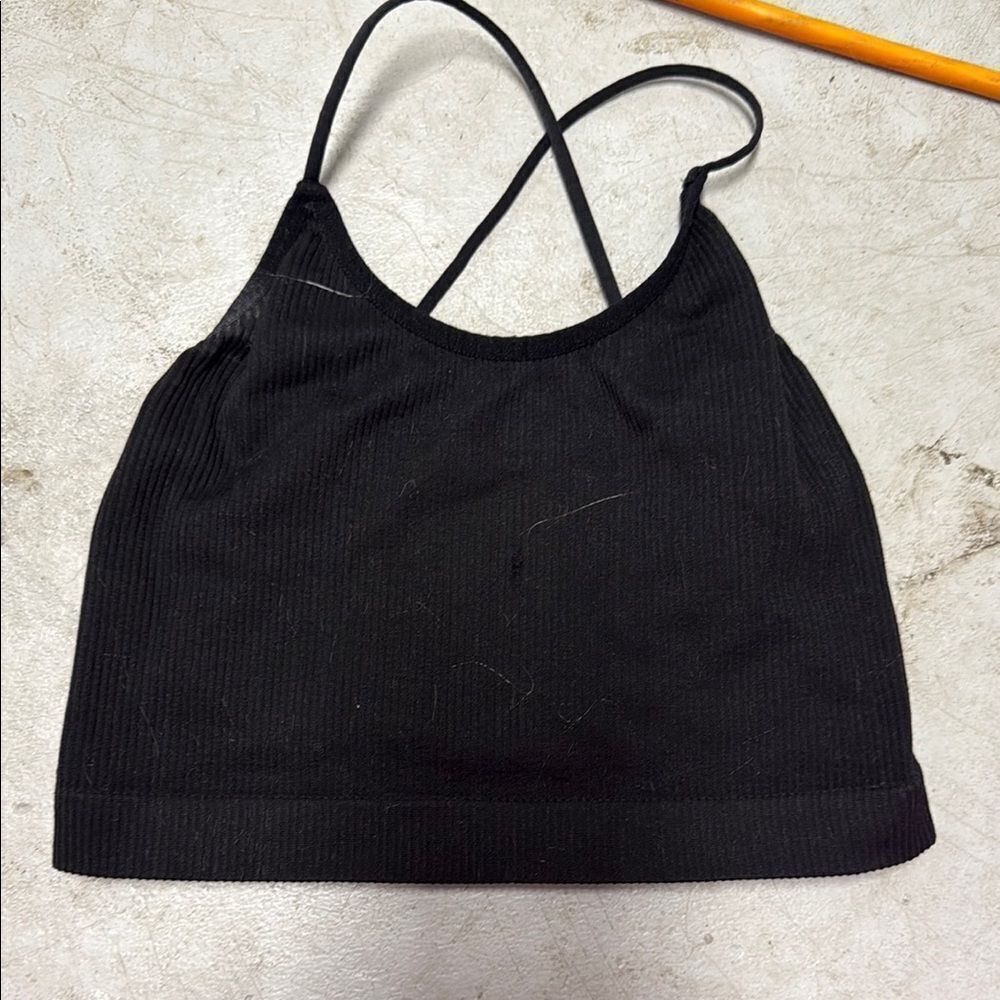 Black Ribbed Crop Top LIKE NEW - Cute Small Lounge Top - Size Small